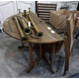 Drop-leaf garden table and two folding chairs (3)