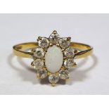 9ct gold diamond and opal cluster ring