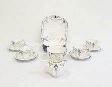 Art Deco style Shelley porcelain teaset comprising ten cups, saucers, plates, milk jug etc,