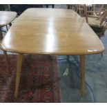 Light elm Ercol extending dining table and six beech and elm stickback Ercol chairs (7)  Condition