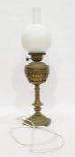 19th century brass and pierced oil lamp converted to electric, possibly Benson