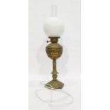 19th century brass and pierced oil lamp converted to electric, possibly Benson