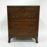 Possibly late 18th/early 19th century oak chest of two short over three long drawers, to bracket