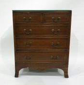 Possibly late 18th/early 19th century oak chest of two short over three long drawers, to bracket