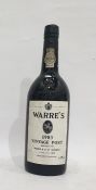 One bottle of Warre's 1983 vintage port. Label is complete and wax capsule is good showing date.