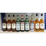 Five one litre bottles of Tesco Special Reserve Blended Scotch whisky and four bottles of various