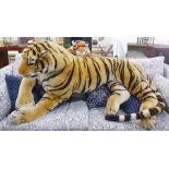 'Khan' giant soft toy model tiger, approx 235cm long and a much smaller tiger (2)
