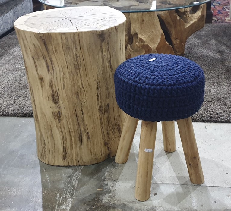 Cross-section tree side table and a small stool (2)