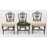 Set of three Hepplewhite style shield shaped back mahogany dining chairs on square sectioned