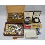 Large quantity of EPNS table flatware, some boxed, yellow-handled table knives, tea knives, etc