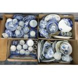 Large quantity of blue and white china (4 boxes)