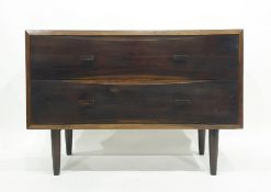 Modern Eastern hardwood two-drawer sideboard on cylindrical supports, 130cm x 90cm