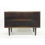 Modern Eastern hardwood two-drawer sideboard on cylindrical supports, 130cm x 90cm