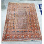 Orange pure new wool rug of the Pazyryk Samarkand pattern, in the Eastern-style featuring stylised