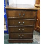 20th century mahogany and leather-topped two-drawer filing cabinet on plinth base, 54cm x 77.5cm