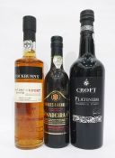 Bottle of Croft Platinum Reserve port, a 50cl bottle of Coburns Light Dry White port and a half-