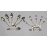 Set of six silver fiddle pattern tablespoons by William Eley, William Fearn and William Chauner,