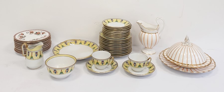 Noritake porcelain tea service decorated with yellow ground and stylised flowers together with a