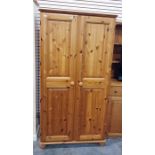 20th century pine two-door wardrobe