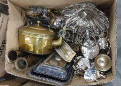 Quantity of assorted silver plate including a tea service, serving dish and fruit basket etc (1