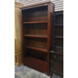 Oak bookcase with four shelves with two drawers under, 92cm x 185cm