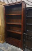 Oak bookcase with four shelves with two drawers under, 92cm x 185cm