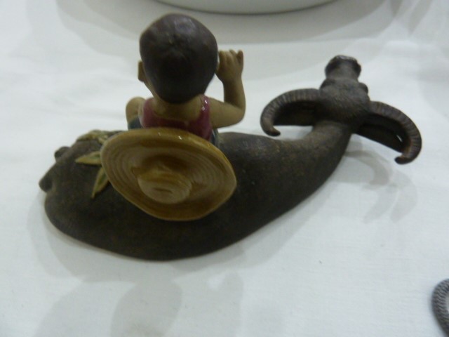 Two Chinese figurines one with water buffalo and boy sitting  astride and a collection of boxed - Image 4 of 12