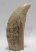 Scrimshaw-type, variously marked and engraved with 'The Whaler Eagle', showing three-masted ship