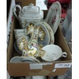 One box containing ceramic items including teapot and moulded and painted flower vase