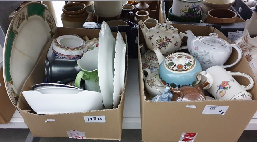 Mixed lot of various ceramics in five boxes to include some commemorative mugs plus several large - Image 2 of 3
