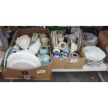 Two boxes of assorted ceramics including coffee pots, cups, coffee cans together with quantity of