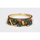 9ct and five green stone ladies dress ring