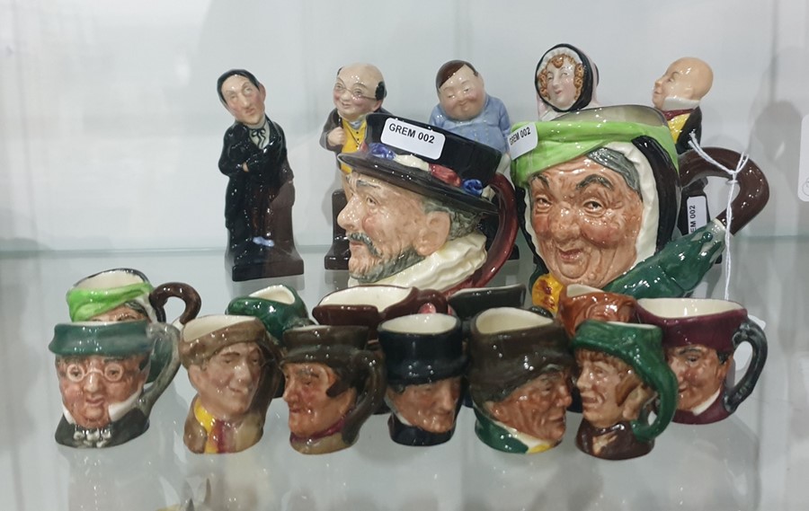 Collection of twelve miniature Royal Doulton toby jugs, two lager Royal Doulton toby jugs and five - Image 2 of 2