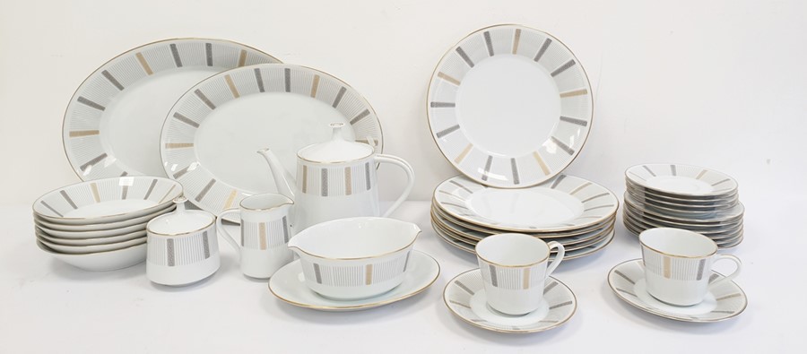 Noritake part dinner and tea service, Humoresque pattern, comprising dinner plates, soup bowls,