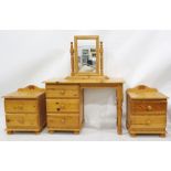 20th century pine bedroom furniture to include dressing table, dressing table mirror and two bedside