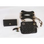 Vivienne Westwood quilted bag with gilt and silver-coloured metal chains, zip compartment,