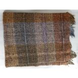 Missoni wool throw in shades of blues/browns with fringes at two ends, approx. 180cm x 140cm