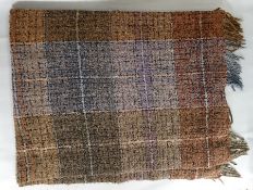 Missoni wool throw in shades of blues/browns with fringes at two ends, approx. 180cm x 140cm