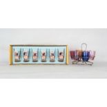 Boxed set of six Spanish 'Plaza de Toros de Madrid' souvenir shot glasses and a set of six