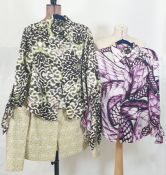 Just Cavalli silk shirt in purple and cream size 46, Just Cavalli silk shirt in green and cream