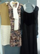 Laura Ashley vintage black velvet and chiffon evening dress, size 10, chiffon skirt and sleeves,