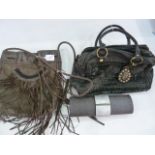 Angel Jackson leather bag with fringe and bead detail and plaited handles, a Sara Berman black