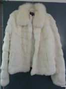 Hollies Stockholm white coney jacket with white fox fur collar