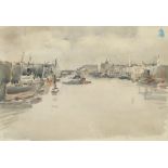 William Thomas Martin Hawksworth (1853-1935) Watercolour drawing "London River: The Pool", bearing