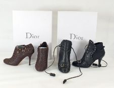 Pair of 'Soft Lady Dior Bootie, Marron, Fonce' high-heeled shoes size 37 (agneau) with original box,