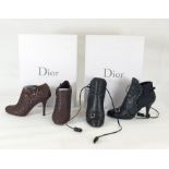 Pair of 'Soft Lady Dior Bootie, Marron, Fonce' high-heeled shoes size 37 (agneau) with original box,