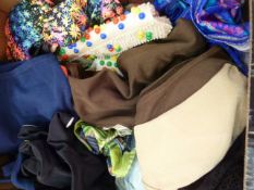 Assorted vintage bathing costumes and bikinis, a plastic beaded bag, etc and a large quantity of