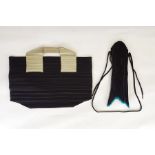 Issy Miyake pleat bags late 1990's, one with turquoise detail, inverted  shape, draw-string, the