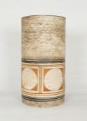 Troika cylindrical vase of square circle design to glaze, 18.5cm high