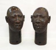 Pair of Tribal Art Large Companion Ife bronze heads, each 50cm high (2)  Condition ReportPlease